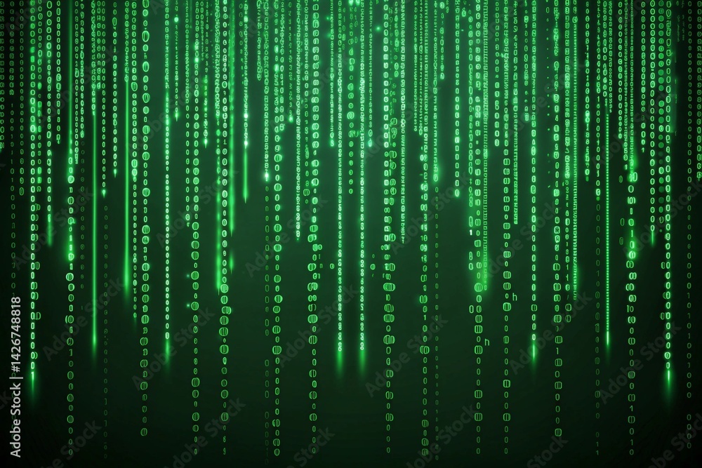 Matrix Code Background Green cascading code futuristic feel - generated by ai Matrix Code Background Green cascading code futuristic feel - generated by ai