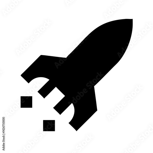 Launching Rocket Silhouette in Flight Icon Design