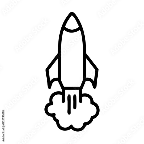 Launching Rocket Silhouette in Flight Icon Design