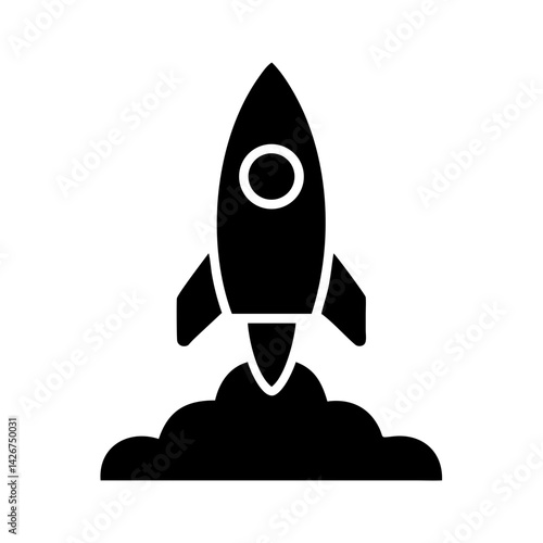 Launching Rocket Silhouette in Flight Icon Design