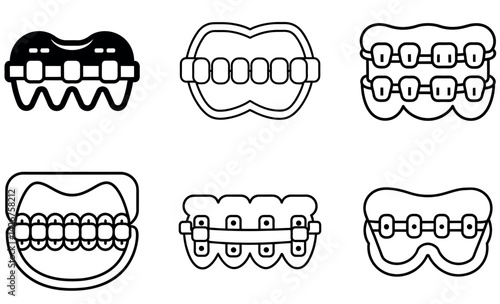 Braces Icons for Dental Care and Treatment vector design