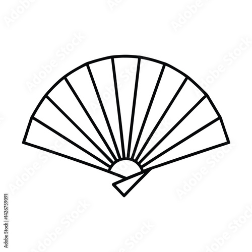 Simple outline illustration of a hand fan asian or oriental style decorative item
