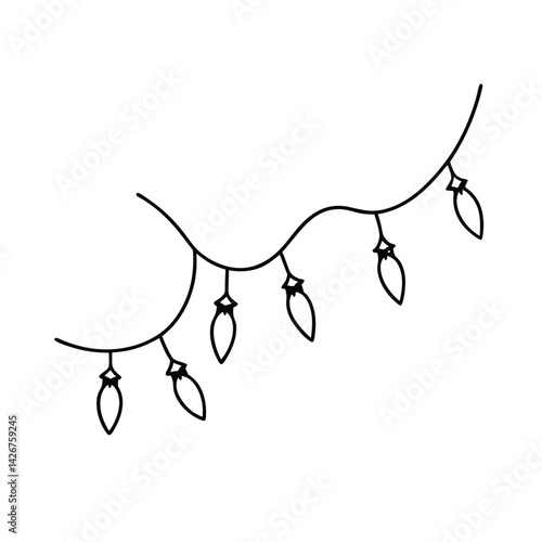 Minimalist line art of hanging christmas lights festive and holiday celebration decor
