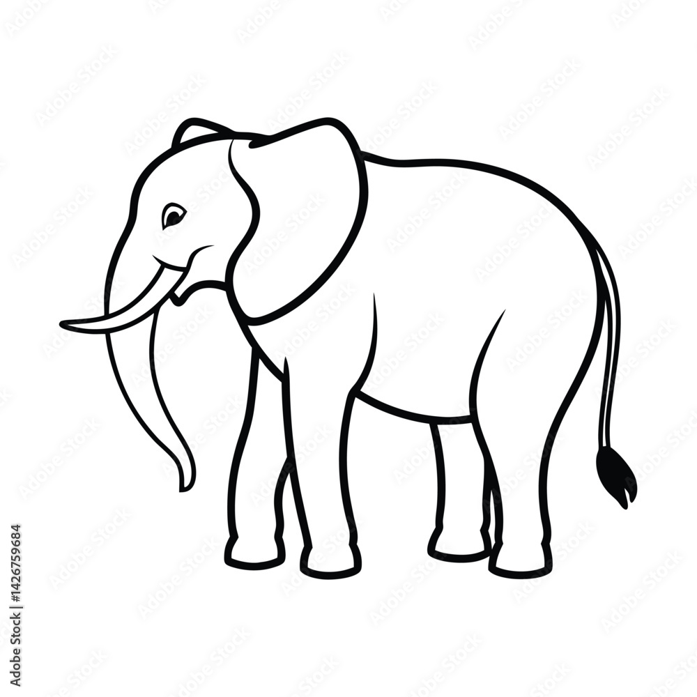 Obraz premium Simple elephant outline illustration wild animal cartoon graphic image design element