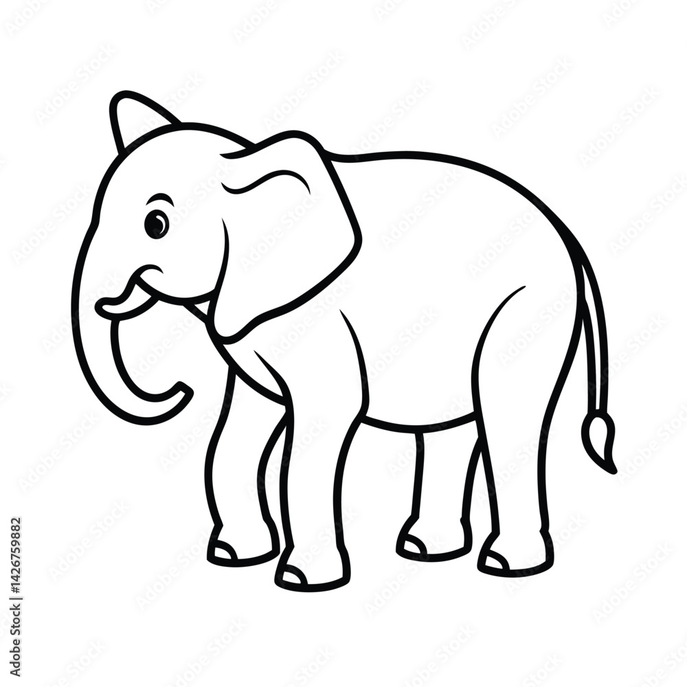 Fototapeta premium Elephant outline vector illustration for coloring books and educational materials designs