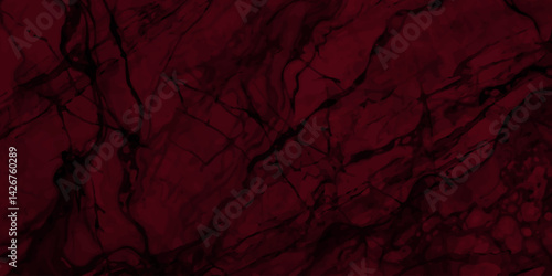 Dark red marble texture with deep burgundy and black veins,evoking a luxurious and dramatic atmosphere.The design mimics natural stone patterns with rich color saturation and flowing cracks