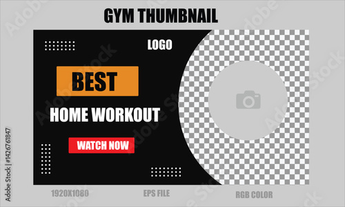 gym thumbnail template for youtube video, gym video thumbnail template