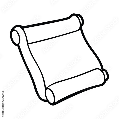 Simple black and white scroll illustration for parchment or message design elements