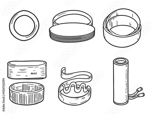 Hip resistance bands line art for full body workout