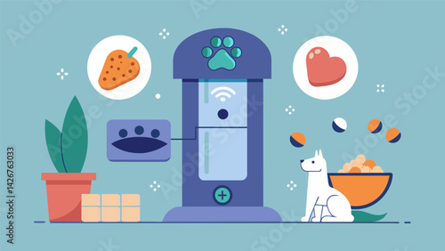 A feeding device that takes the health and wellness of your pet seriously delivering nutrientrich meals tailored to their individual needs for optimal. Vector illustration