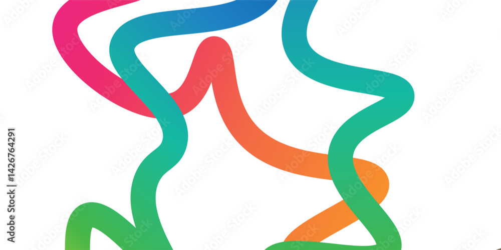 Modern Wavy Rainbow Lines. Vector Celebration Squiggle Ribbons Abstract Simple Modern Illustration Modern Wavy Rainbow Lines. Vector Celebration Squiggle Ribbons Abstract Simple Modern Illustration
