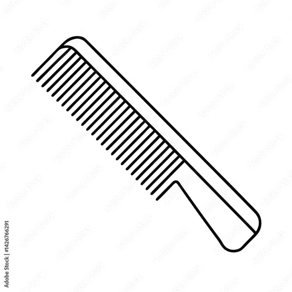 Simple black and white comb outline illustration for hair styling and grooming needs Simple black and white comb outline illustration for hair styling and grooming needs