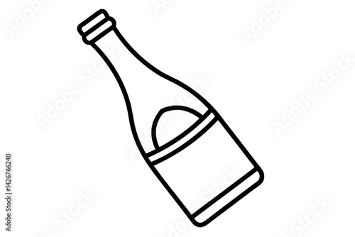 Champagne Bottle Line Art Vector Illustration