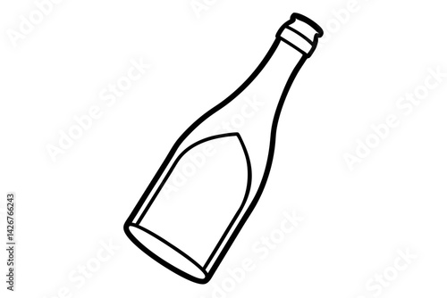 Champagne Bottle Line Art Vector Illustration