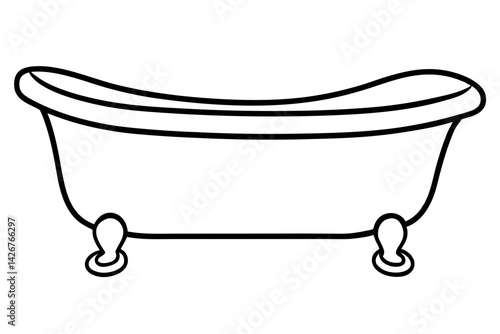 Clawfoot Bathtub Line Art Vector Illustration