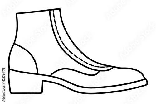 Designer Ankle Boots Line Art Vector Illustration