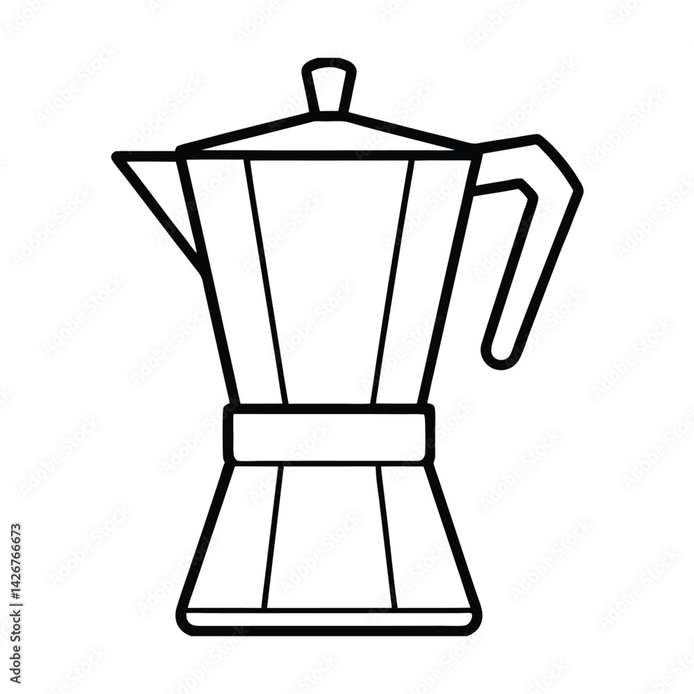 Fototapeta premium Italian stovetop espresso maker vector icon minimalist line art illustration isolated on white