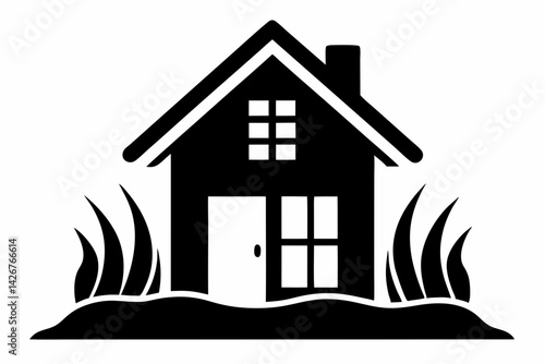 Eco House Insulation Silhouette Vector Illustration