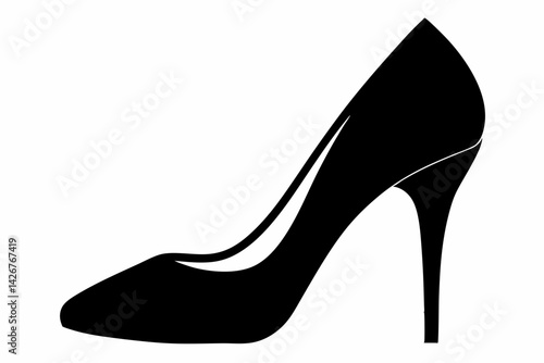 High Heel Shoe Silhouette Vector Illustration