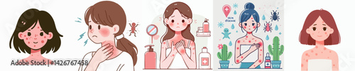 set vector kids having skin problems
