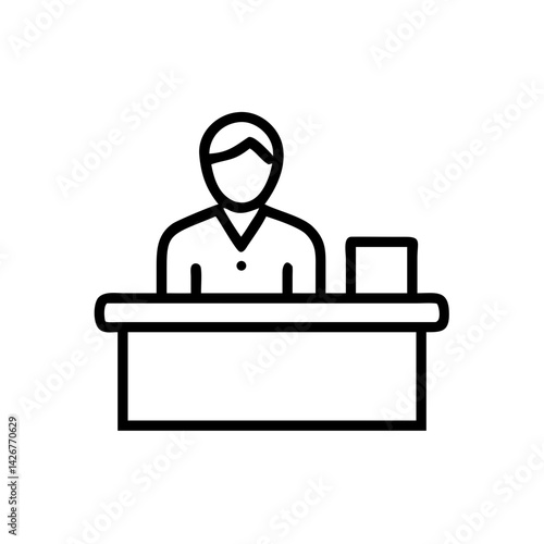 Manager Sitting Behind Office Desk Icon Design