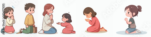 set vector kids beggar
