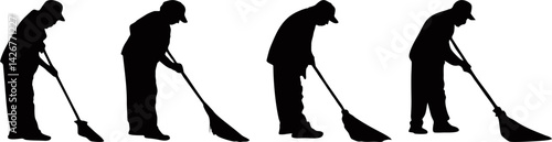 set of street cleaner silhouette vector