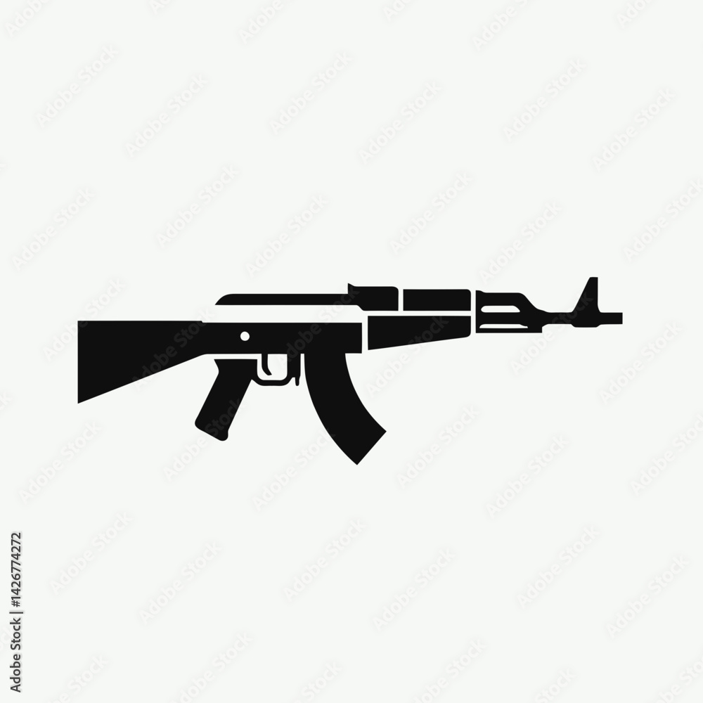 very simple flat and single minimalist Rifle Emblem Silhouettes in black on a white background very simple flat and single minimalist Rifle Emblem Silhouettes in black on a white background