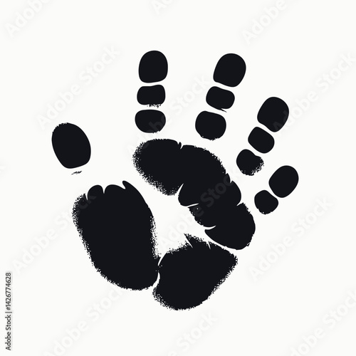  very simple flat and single minimalist Baby Handprints Silhouettes in black on a white background 
