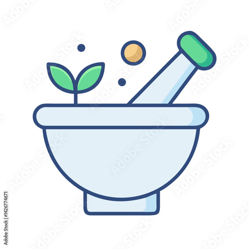 Mortar and Pestle for Chemistry Lab Icon Design