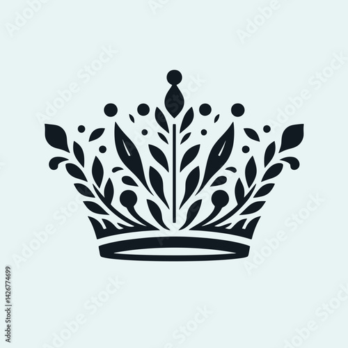  very simple flat and single minimalist Crown Silhouettes in black on a white background 