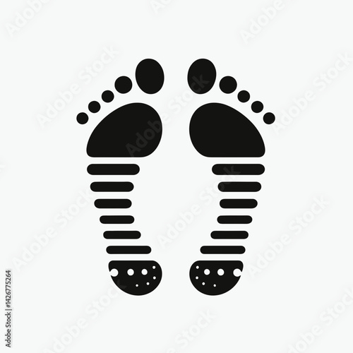  very simple flat and single minimalist Foot Silhouettes in black on a white background 