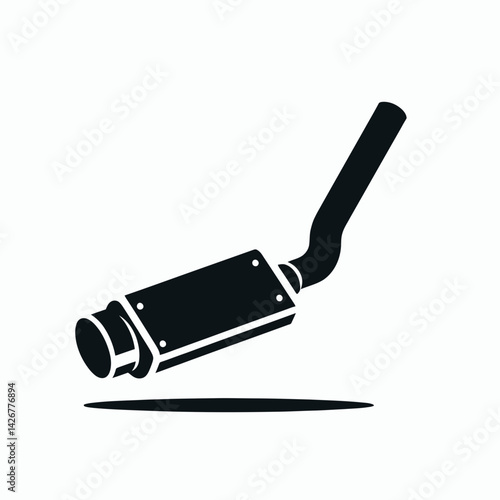  very simple flat and single minimalist Exhaust Pipe Silhouettes in black on a white background 