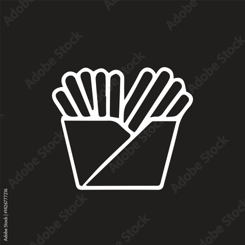 fries icon, white illustration on black background