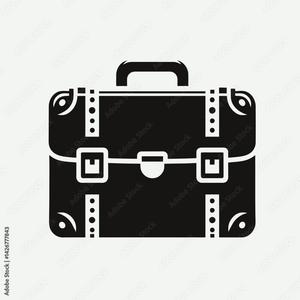 very simple flat and single minimalist Briefcase Silhouettes in black on a white background very simple flat and single minimalist Briefcase Silhouettes in black on a white background