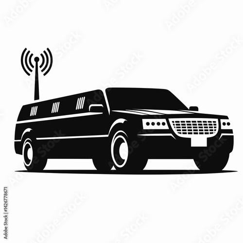  very simple flat and single minimalist VIP Limo Silhouettes in black on a white background 