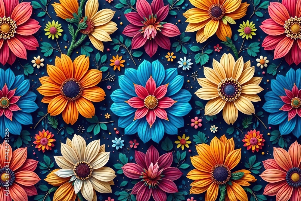 Intricate floral pattern repeats seamlessly for textile design , nature, flower Intricate floral pattern repeats seamlessly for textile design , nature, flower