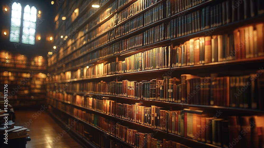 custom made wallpaper toronto digitalRows of antique books fill shelves in a warmly lit, gothic libra