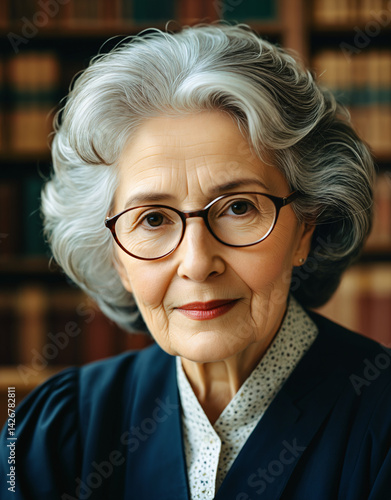 Computer-generated image of portrait of a female senior professor, academic.