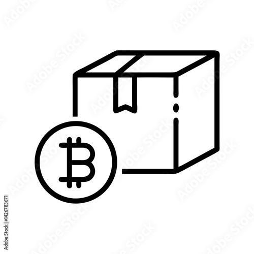Package Delivery with Bitcoin Symbol Icon Design