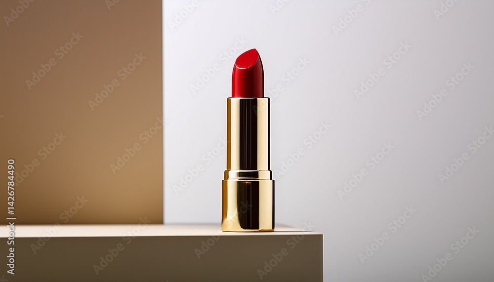 red lipstick on a beige background red lipstick on a beige background