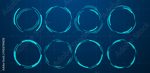 Circle technology futuristic blue vector editable	
