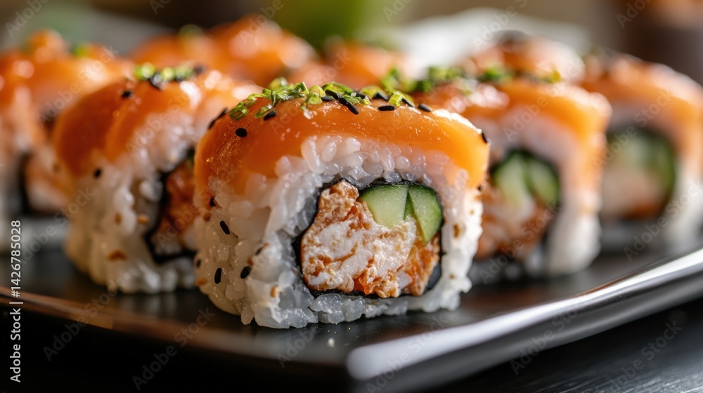 Fresh sushi rolls on a plate Fresh sushi rolls on a plate