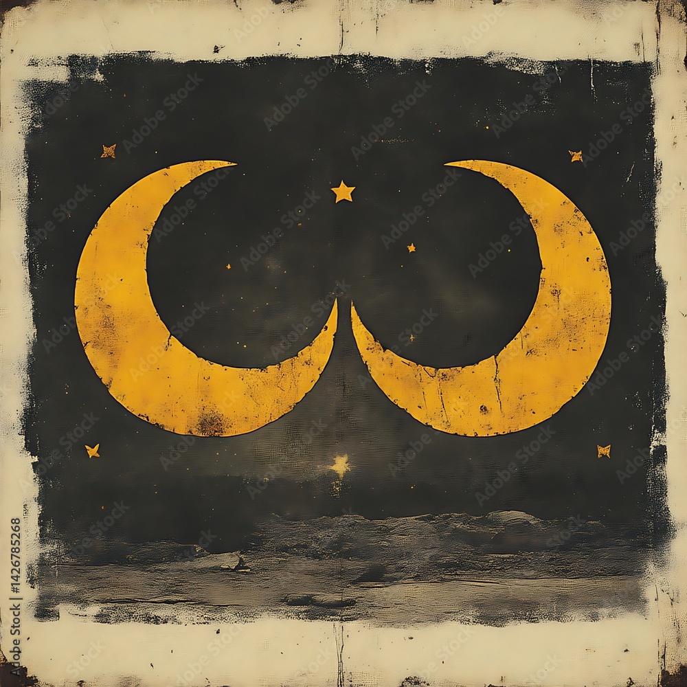 custom made wallpaper toronto digitalTwo golden crescent moons are suspended in a starry night sky