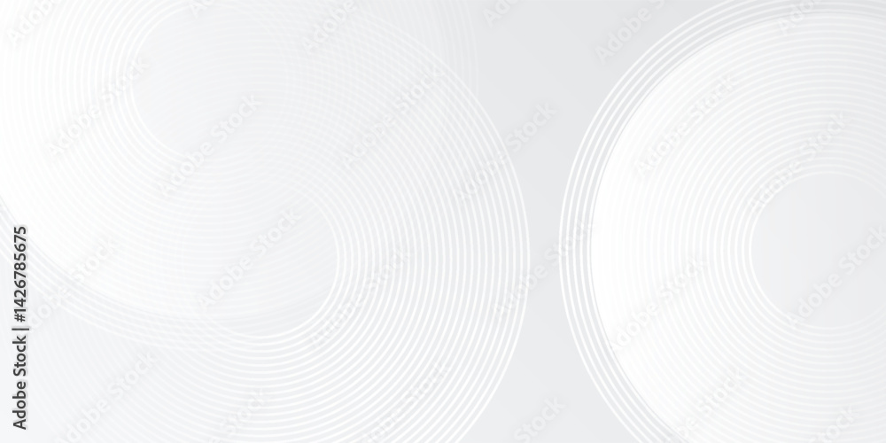Modern white glowing geometric lines on gray background. Modern shiny blue circle abstract simple art Modern white glowing geometric lines on gray background. Modern shiny blue circle abstract simple art