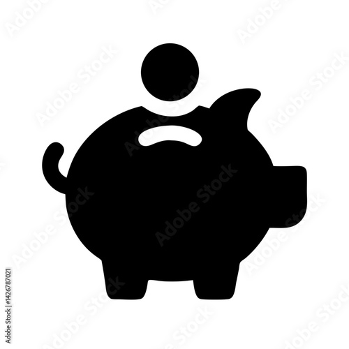 Piggy Bank with Inserting Coin Icon Design