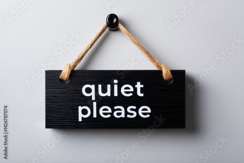 Quiet Please: A Minimalist Black Sign with a Rustic Touch