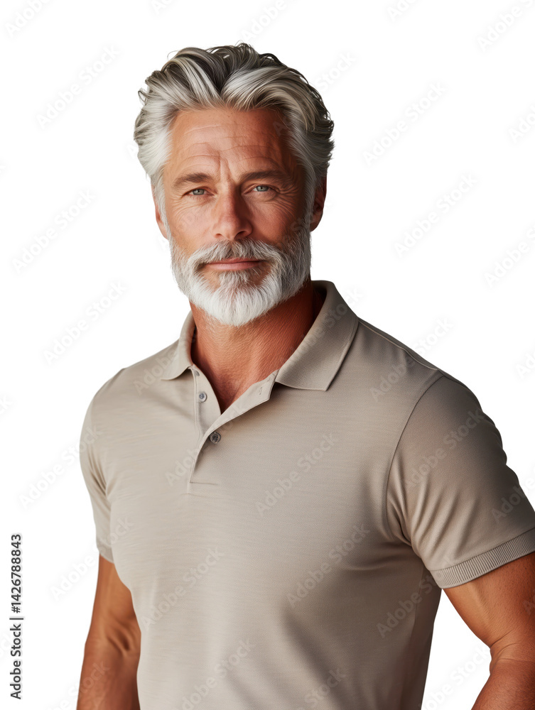 Obraz premium Mature Male Model in Neutral Polo Shirt
