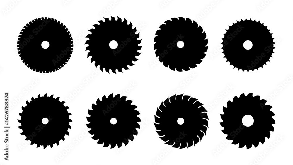 Set of circular saw silhouette vector on white background Set of circular saw silhouette vector on white background