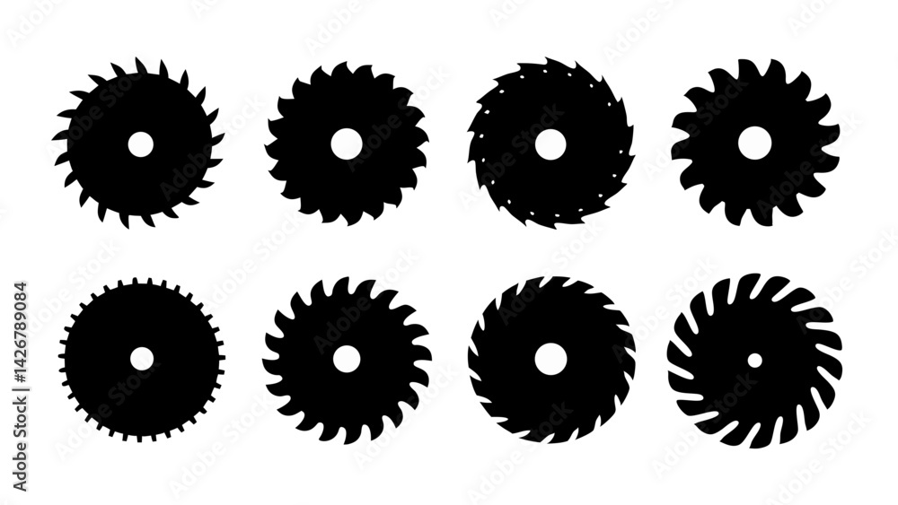 Set of circular saw silhouette vector on white background Set of circular saw silhouette vector on white background